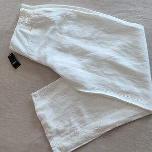 bebe Elegant White Wide Leg Linen Blend Pants